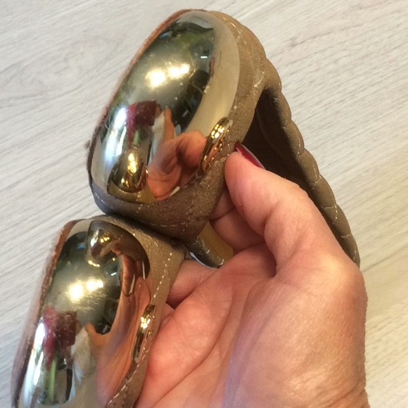 Tory Burch Kaitlin Quilted Metallic Ballet Flats Shoes Tan Gold - Size 7 - Picture 8 of 16